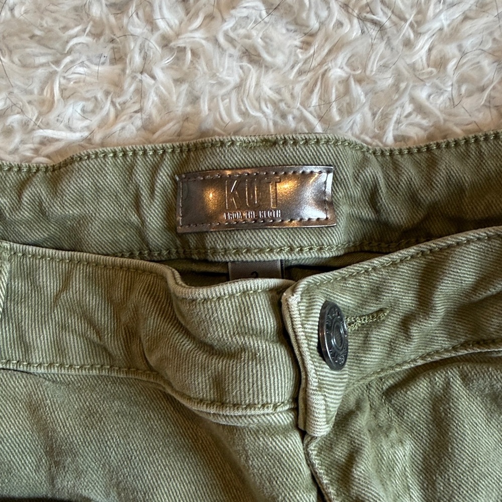 Kut from the Kloth Olive Green High-Rise Wide Leg Jeans - Picture 3 of 7